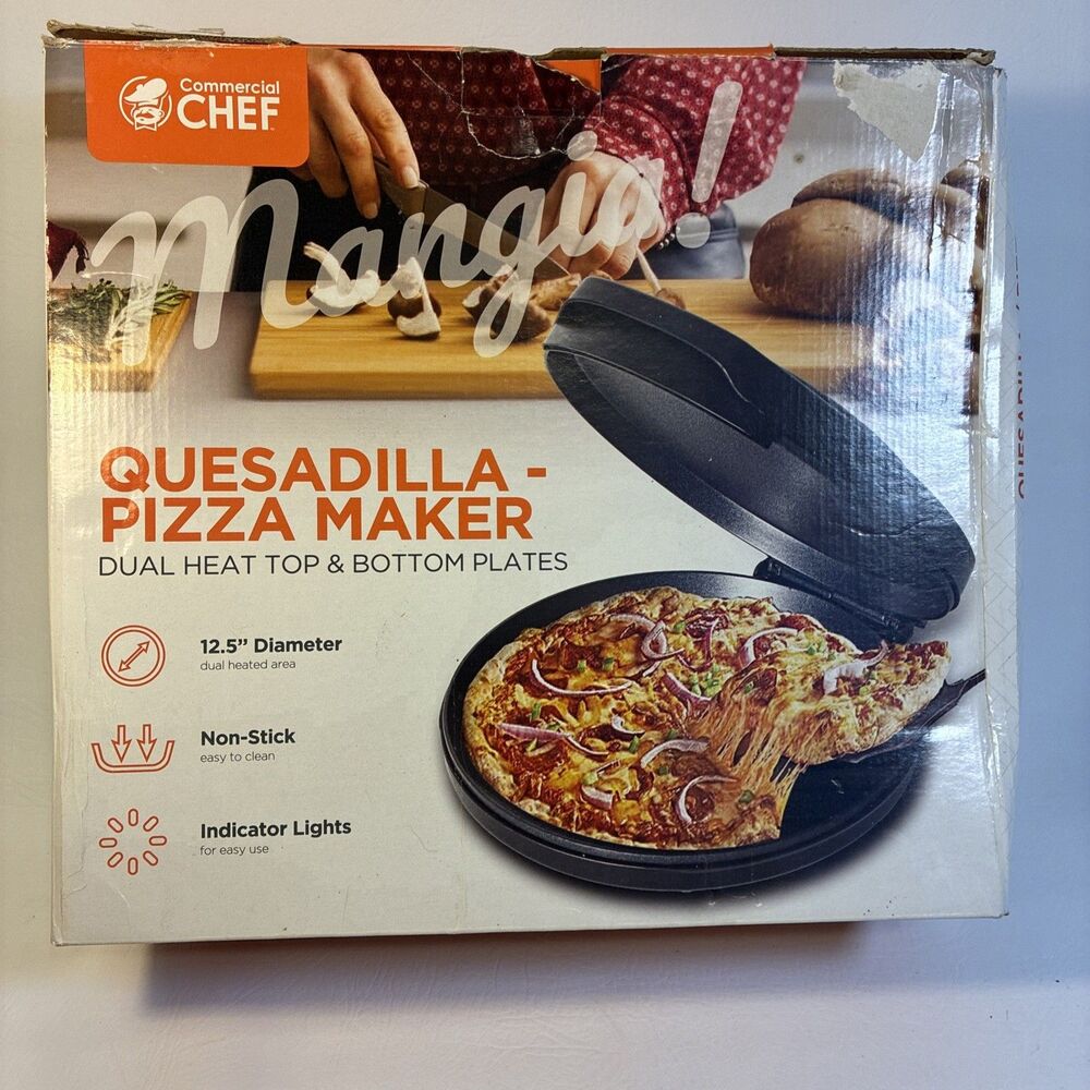 Commercial CHEF Quesadilla Pizza Maker 12.5" Nonstick CHQP12R